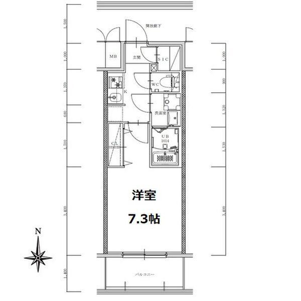 S-RESIDENCE亀島駅前ASCENT(1K/12階)の間取り写真