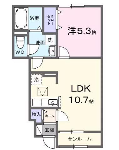 ハレルヤ(1LDK/1階)の間取り写真