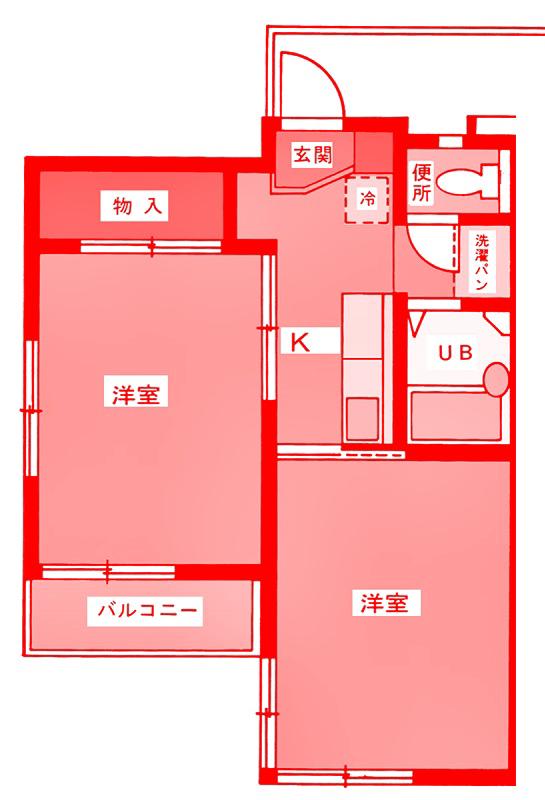 ラインハイム(2K/2階)の間取り写真