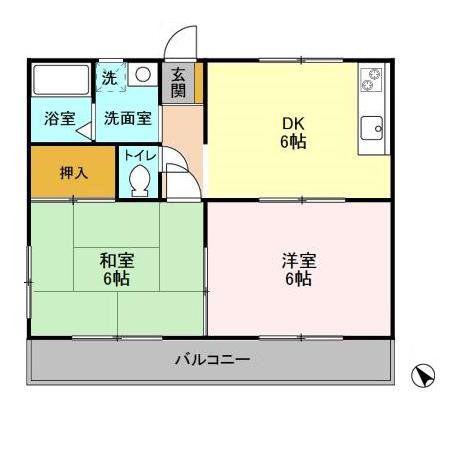 パンプキン長作(2DK/1階)の間取り写真
