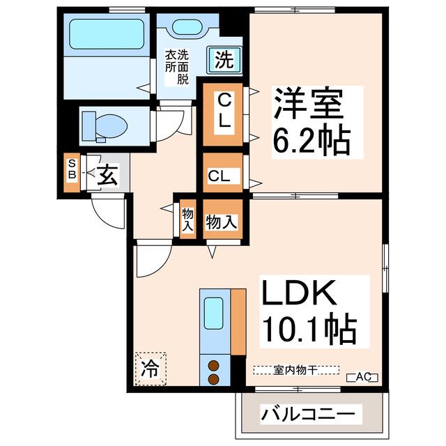 ヴィスキオ大江(1LDK/2階)の間取り写真