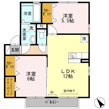 リヴェール(2LDK/2階)の間取り写真