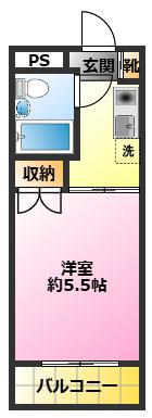 ハイタウン新丸子(1K/4階)の間取り写真
