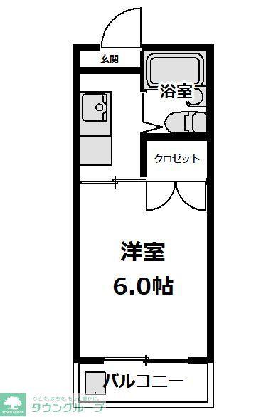 カーサK(1K/2階)の間取り写真