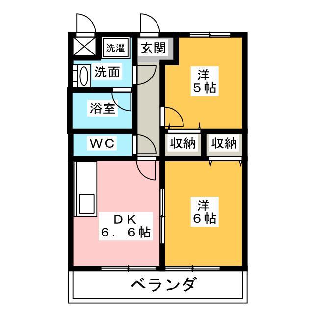 ピアグレイス(2DK/2階)の間取り写真