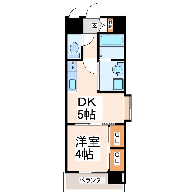 TWINKLE STAR 水前寺(1DK/4階)の間取り写真
