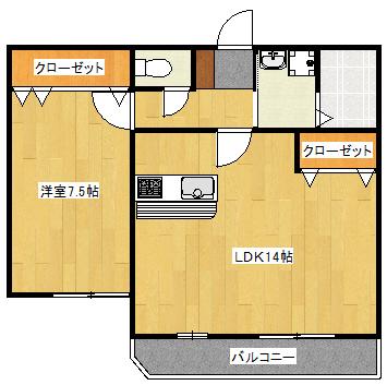 ベルフール(1LDK/1階)の間取り写真
