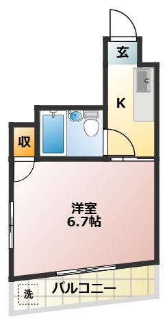 宝コーポII(1K/3階)の間取り写真