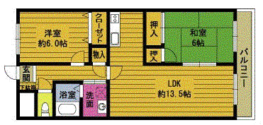 ハイヒルズ街(2LDK/3階)の間取り写真