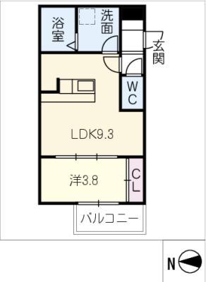 LE COCON 岩倉VI(1LDK/3階)の間取り写真