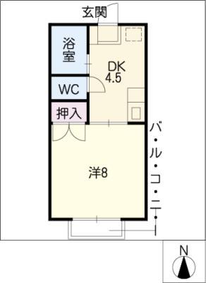 ベラビスタ相川(1DK/1階)の間取り写真