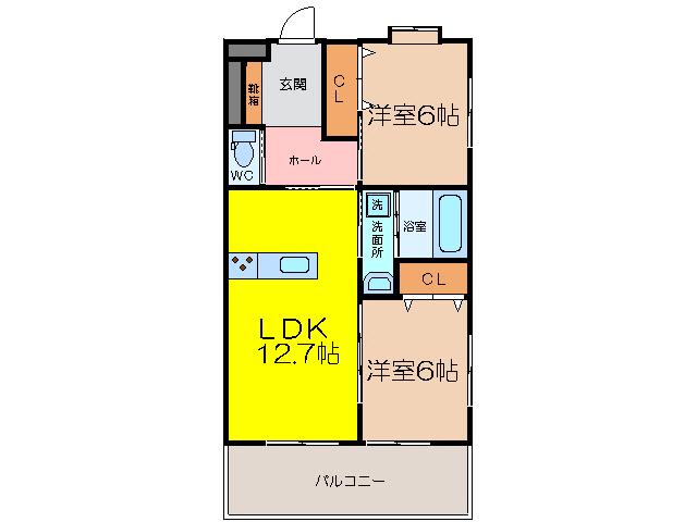 こすもすレジデンス II(2LDK/1階)の間取り写真