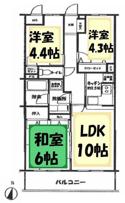 ベルドゥムール宮本町(3LDK/1階)の間取り写真