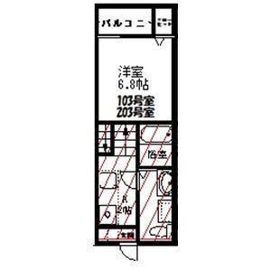 JR仙山線 東照宮駅 徒歩15分 2階建 築14年(ワンルーム/2階)の間取り写真