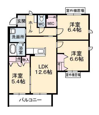 グランマスト高柳 A棟(3LDK/2階)の間取り写真