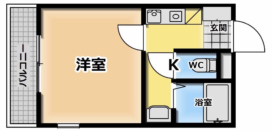京都ハウジングコーポ西平山(1K/4階)の間取り写真