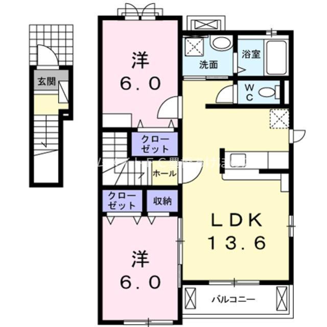 幸家 小谷B(2LDK/2階)の間取り写真