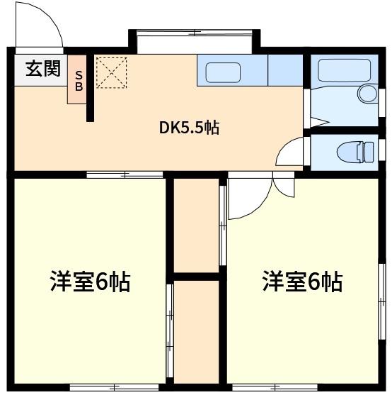 メゾン東中野(2DK/2階)の間取り写真
