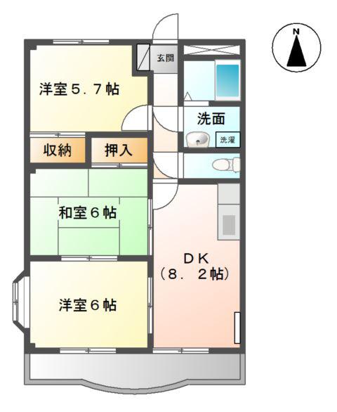 サンタプレイス岡崎(3DK/1階)の間取り写真