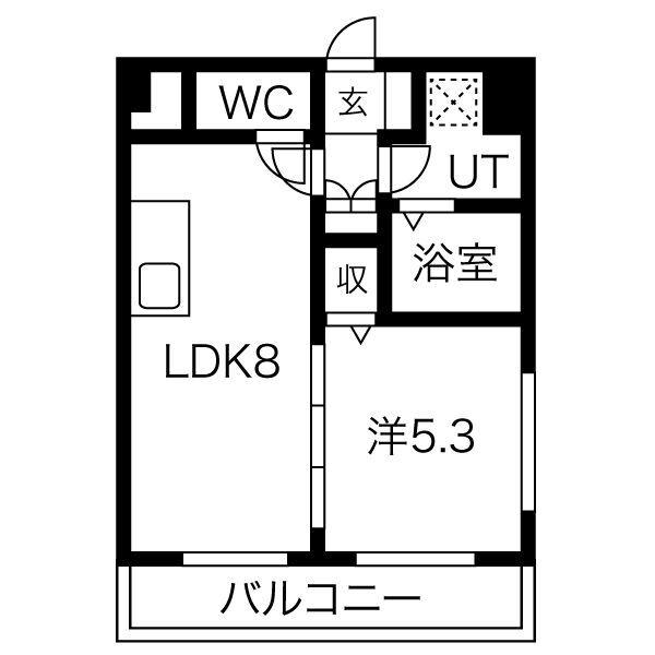 ANGE高宮(1LDK/3階)の間取り写真