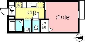 グランシード美船(1K/1階)の間取り写真