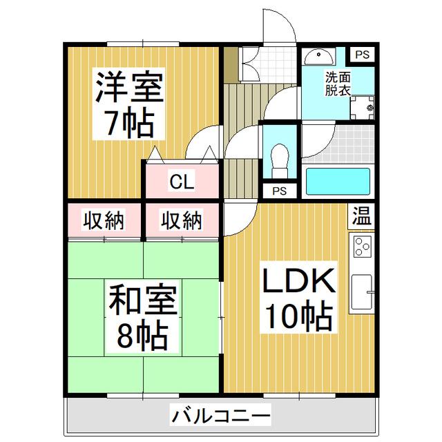 レジデンス市田(2LDK/2階)の間取り写真