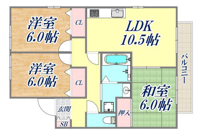 ヒルサイド高座(3LDK/1階)の間取り写真