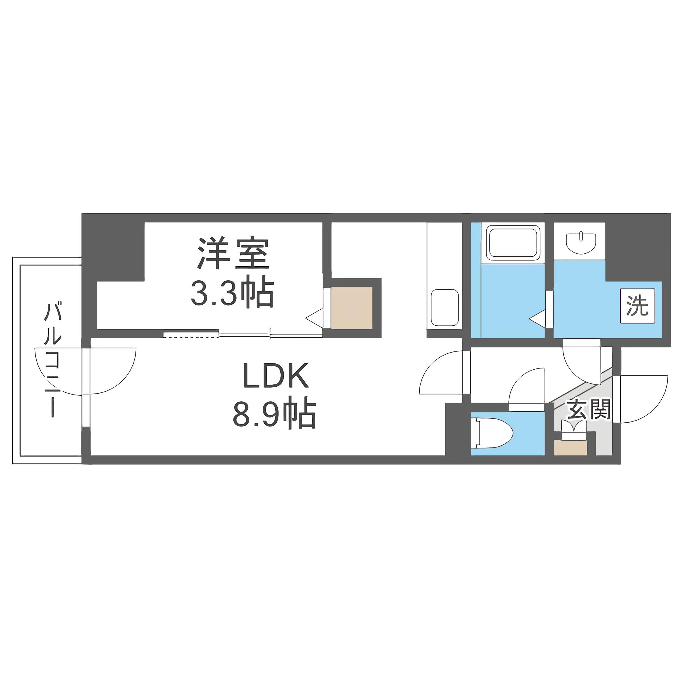 ディアレイシャス札幌ステーション(1LDK/2階)の間取り写真