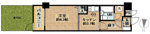 ライオンズマンション武蔵新城第2(1K/1階)の間取り写真