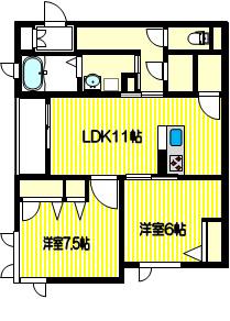 ESPERANZA(2LDK/2階)の間取り写真