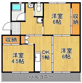 ビレッジハウス日明 2号棟(3DK/1階)の間取り写真