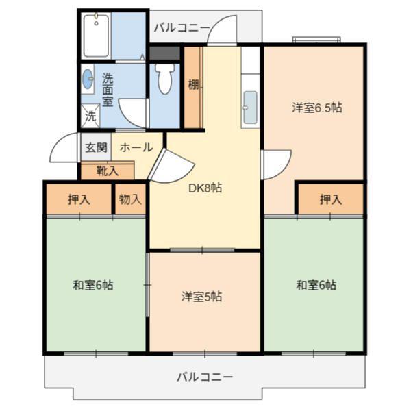 VILLAGE森の里B号棟(4DK/4階)の間取り写真