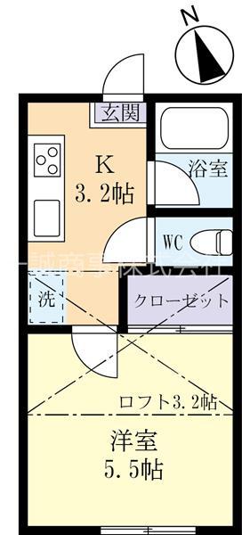ハイツ姫(1K/3階)の間取り写真