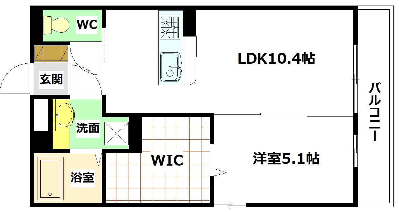 サニーハイム宮の町(1LDK/3階)の間取り写真