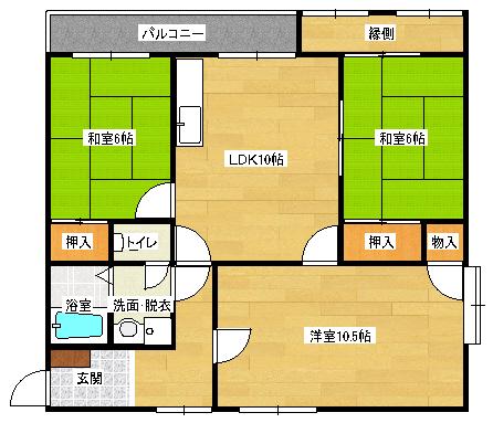 ベストハウス緑井(3DK/2階)の間取り写真
