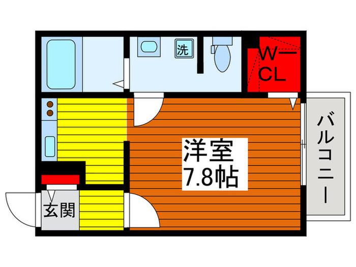 メルヘンアライ1号館(ワンルーム/2階)の間取り写真