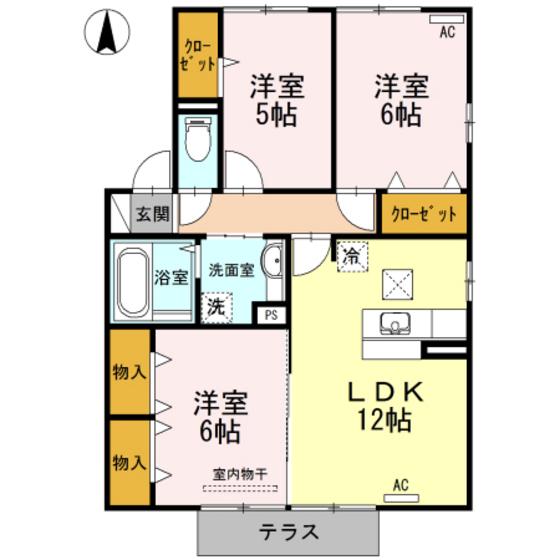 グリーンヒルズK(3LDK/1階)の間取り写真