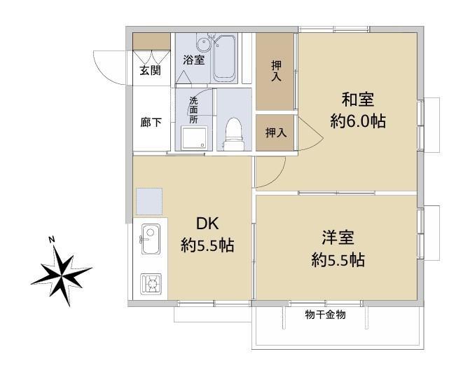 メゾン長谷川(2DK/2階)の間取り写真