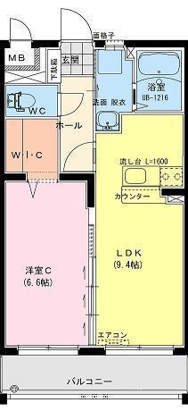 リヴェールMYM(1LDK/2階)の間取り写真