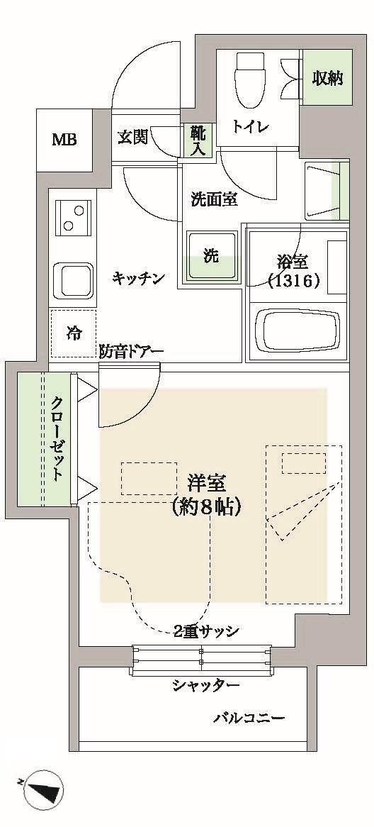 OPUS UNO SANGENJAYA(1K/4階)の間取り写真