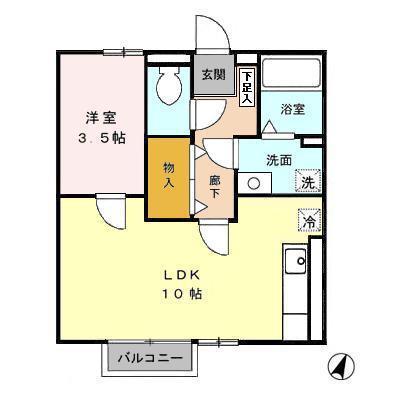 エヴァーグリーンコートA(1LDK/2階)の間取り写真