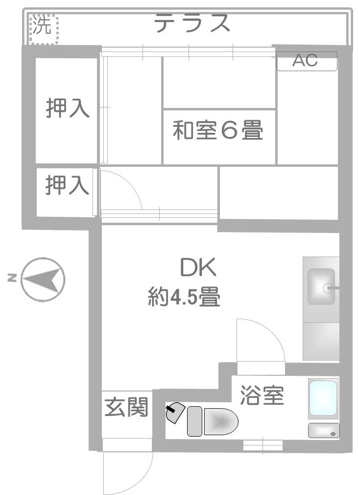 スリービーマンション 部屋番号101(1DK/1階)の間取り写真