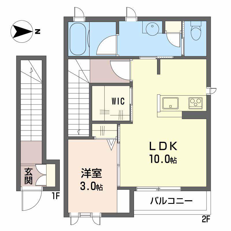 シャーメゾン富田(1LDK/2階)の間取り写真