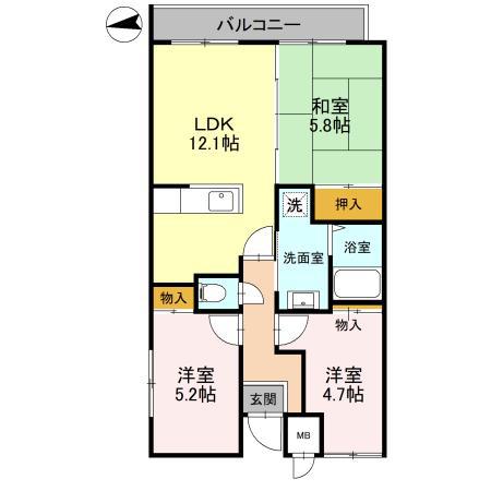 サンコート千代田(3LDK/4階)の間取り写真
