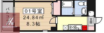 リズ新北野(1K/3階)の間取り写真