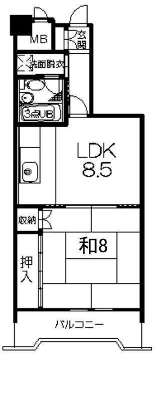 ライオンズマンション番町(1DK/6階)の間取り写真