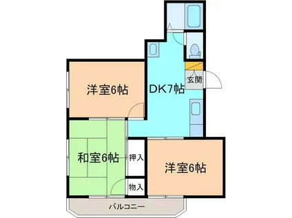 ホワイトシティ(3DK/2階)の間取り写真