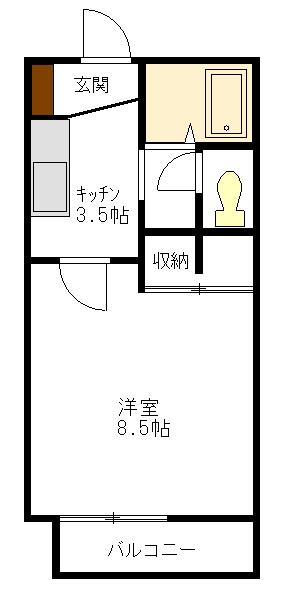 アークヒルズWATANABE7-A(1K/2階)の間取り写真