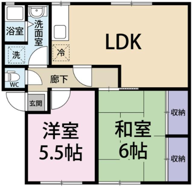 ソファレ土屋B(2LDK/1階)の間取り写真
