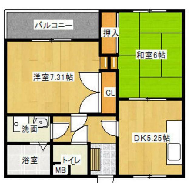 三条駅前ハイツ(2K/3階)の間取り写真